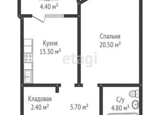 Продам однокомнатную квартиру, 48.3 м2, Краснодар, Черниговская улица, 1, ЖК Версаль