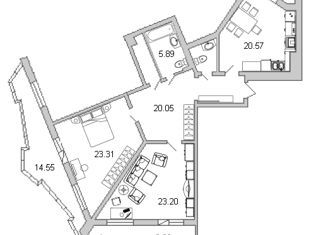 Продаю двухкомнатную квартиру, 107.2 м2, Санкт-Петербург, проспект Просвещения, 43, ЖК Лондон Парк