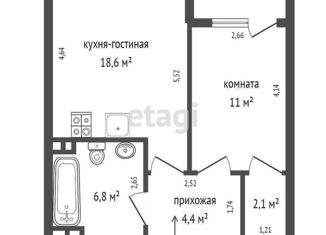 Продажа однокомнатной квартиры, 42.9 м2, Екатеринбург, Московская улица, 192, метро Геологическая