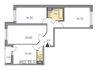 Продаю трехкомнатную квартиру, 82.5 м2, Санкт-Петербург, улица Кустодиева, 3к1, ЖК Поэт