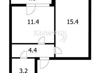 1-комнатная квартира на продажу, 38.4 м2, Новосибирск, 1-я Шоссейная улица, 62, ЖК На Шоссейной