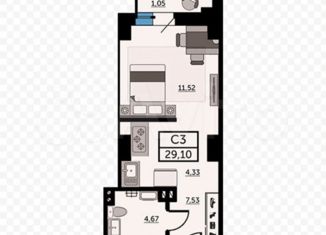 Продажа квартиры студии, 30 м2, Ростов-на-Дону, Красноармейская улица, 157В/83с1, ЖК Рубин