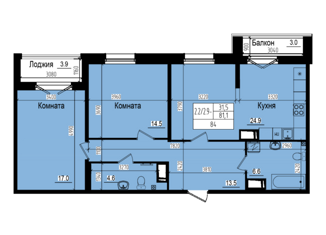 Двухкомнатная квартира на продажу, 84 м2, Санкт-Петербург, Ольгинская дорога, 3/20