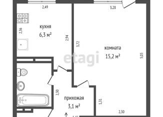 Продажа однокомнатной квартиры, 28.6 м2, Екатеринбург, улица Белинского, 220к5, метро Ботаническая