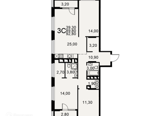 Продажа трехкомнатной квартиры, 89.8 м2, Рязань, Московское шоссе, 49к1, ЖК Акцент