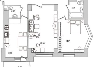 Продается 2-комнатная квартира, 76.8 м2, Санкт-Петербург, улица Руднева, 18, муниципальный округ № 15