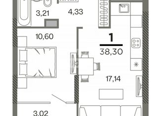 Продам 1-комнатную квартиру, 38.3 м2, Рязань, ЖК Северный, микрорайон Олимпийский Городок, 4