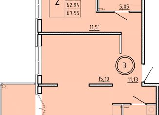 Продается двухкомнатная квартира, 60.97 м2, посёлок Шушары, Образцовая улица, 6к3, ЖК Образцовый Квартал 8