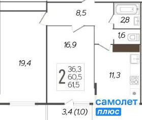 Продаю 2-комнатную квартиру, 60.6 м2, Краснодар, улица имени Валерия Гассия, 4/7лит2, ЖК Фреш
