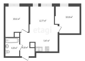 Продаю двухкомнатную квартиру, 47.4 м2, Тюмень, ЖК Сердце Сибири, Харьковская улица, 74