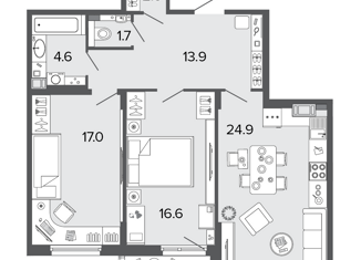 Продаю 2-ком. квартиру, 81.2 м2, Санкт-Петербург, 11-я Красноармейская улица, 11, 11-я Красноармейская улица