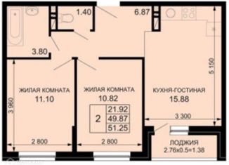Продаю 2-комнатную квартиру, 49 м2, Краснодар, Командорская улица, 15, ЖК Россинский Парк