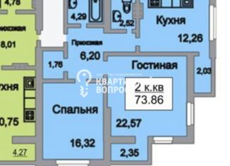 Продаю 2-комнатную квартиру, 73 м2, Саратов, Усть-Курдюмская улица, 29, ЖК Изумрудный