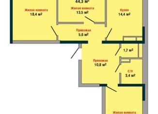 Продажа 3-ком. квартиры, 85 м2, Краснодар, улица Симиренко, 71к1, улица Симиренко