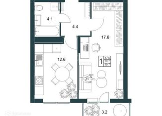 Продам 1-комнатную квартиру, 39.7 м2, Липецк, Минская улица, 4Б, ЖК Столица