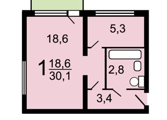 Продается однокомнатная квартира, 30.1 м2, Москва, Спортивный проезд, 3, метро Волжская