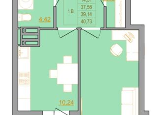 Продажа 1-ком. квартиры, 40.73 м2, Ростов-на-Дону, ЖК Новый Горизонт, Тибетская улица, 1В