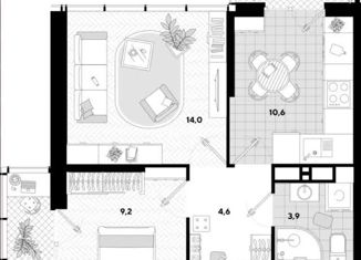 Продажа 2-комнатной квартиры, 42.8 м2, Краснодар, улица Героя Пешкова, 14к3, ЖК Парк Победы