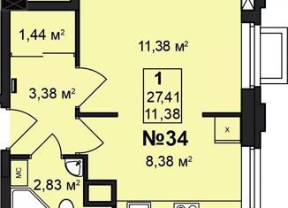 Продается 1-ком. квартира, 27.41 м2, Нижний Новгород, улица Гоголя, 14, улица Гоголя