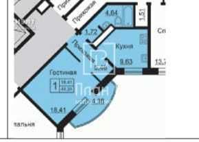 Продажа 1-комнатной квартиры, 44.5 м2, Калуга, улица Кибальчича, 2, ЖК Галактика