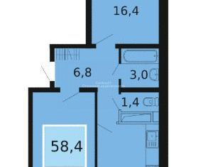 Продаю двухкомнатную квартиру, 63.7 м2, Краснодар, улица имени Героя Георгия Бочарникова, 4к2, ЖК Абрикосово