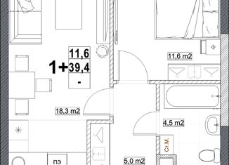 Продается 1-комнатная квартира, 39.4 м2, Нижний Новгород, Мещерский бульвар, 1, жилой район Мещерское Озеро