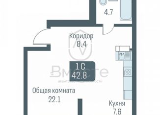 1-ком. квартира на продажу, 42.8 м2, Новосибирск, улица Немировича-Данченко, 145/1