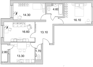 Продажа трехкомнатной квартиры, 81.4 м2, Санкт-Петербург, улица Кустодиева, 3к3, ЖК Поэт