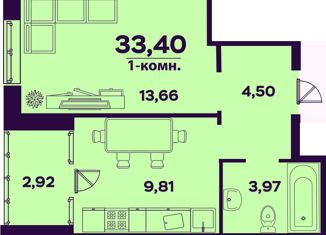 Продажа 1-комнатной квартиры, 33.4 м2, Ульяновск, проспект Генерала Тюленева, 32к1