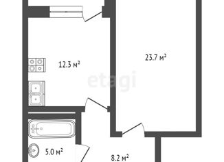 Продаю 1-комнатную квартиру, 48.5 м2, Тюменская область, Широтная улица, 191