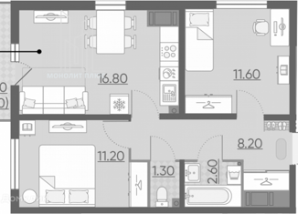 Продается 2-ком. квартира, 52.9 м2, Санкт-Петербург, ЖК Орловский Парк, Орлово-Денисовский проспект, 17к1