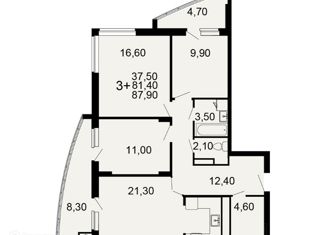 Продаю трехкомнатную квартиру, 88 м2, Рязань, Касимовское шоссе, 67к3, район Кальное