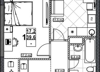 Продажа 1-комнатной квартиры, 39.6 м2, Нижний Новгород, Мещерский бульвар, 1, жилой район Мещерское Озеро