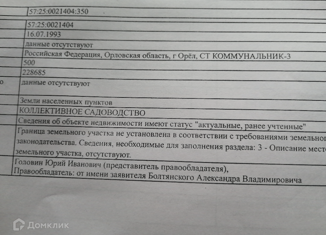 Продам земельный участок, 5 сот., Орёл, Заводской район