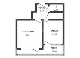 Продажа однокомнатной квартиры, 44.8 м2, Краснодар, улица Автолюбителей, 1Дк3