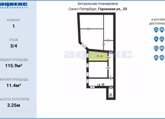 Продаю комнату, 115.9 м2, Санкт-Петербург, Гороховая улица, 33, метро Сенная площадь