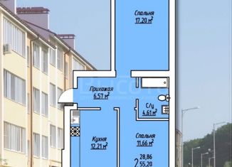 Продается двухкомнатная квартира, 55 м2, село Ямное, улица Надежды, 1