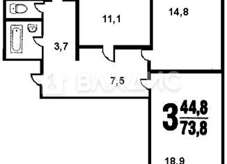 Продажа 3-ком. квартиры, 73.8 м2, Москва, Братиславская улица, 26, метро Братиславская