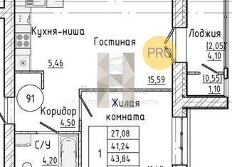 Продаю однокомнатную квартиру, 43.84 м2, село Первомайский, улица Строителя Николая Шишкина, 11к1, ЖК Знак