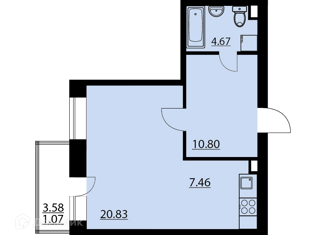 Продажа квартиры студии, 44.92 м2, посёлок Солнечный, Кленовая улица, 1