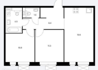 Продам 2-комнатную квартиру, 56.2 м2, Люберцы, улица Юности, 2, ЖК Люберецкий