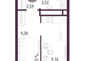 Продажа квартиры студии, 28 м2, Тула, улица Купцов Гречихиных, 6