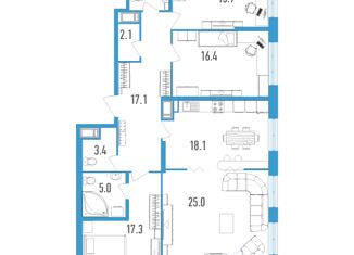 4-комнатная квартира на продажу, 128.6 м2, Санкт-Петербург, бульвар Головнина, 3к1, бульвар Головнина
