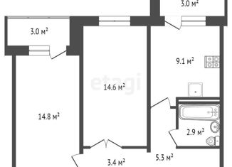 Продается двухкомнатная квартира, 50.2 м2, Тюмень, Лесопарковая улица, 15