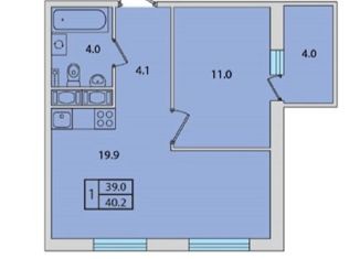 1-комнатная квартира на продажу, 40.2 м2, посёлок Новогорелово, улица Современников, 1к1, ЖК Ветер Перемен