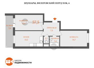 Продается 2-ком. квартира, 57.5 м2, Санкт-Петербург, Вилеровский переулок, 6