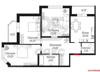 Продается трехкомнатная квартира, 106 м2, Краснодар, Северная улица, 324К, Северная улица