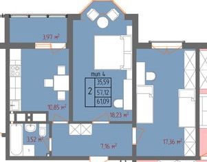 Продается 2-ком. квартира, 61 м2, Анапа, Супсехское шоссе, 39к14, ЖК Южный квартал