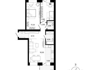 Продажа трехкомнатной квартиры, 72.6 м2, Берёзовский, Гвардейская улица, 3