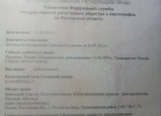 Участок на продажу, 12 сот., Ростовская область, садовое товарищество Луч, 166